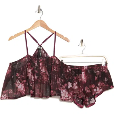 Free People Forget Me Not Cotton Blend Short Pajamas In Brown Combo
