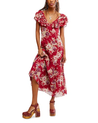 Free People Forsythia Printed Maxi Dress In Red