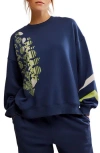 Free People All Star Logo Pullover Sweatshirt In Blue