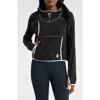 Free People Fp Movement Care On The Run Fleece Funnel Neck Hoodie In Black