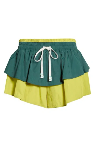 Free People Fp Movement Flex It High Rise Tiered Shorts In Green