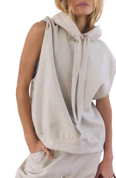 Free People Fp Movement For The Win Sleeveless Cotton Hoodie In Oatmeal Heather