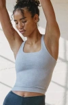 Free People Fp Movement Go To Smooth Square Neck Camisole In Washed Ice Grey