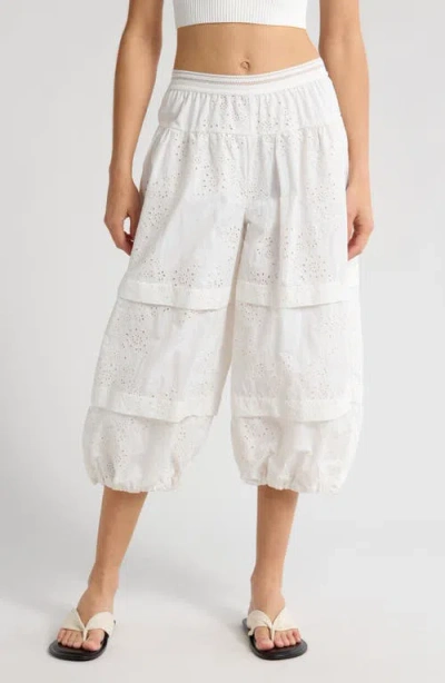 Free People Fp Movement Gonna Love Me Eyelet Crop Joggers In White