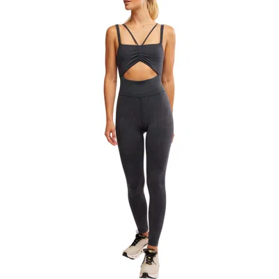 Free People Fp Movement Good Karma Cutout Jumpsuit In Black