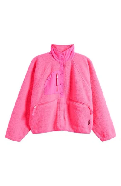 Free People Fp Movement Hit The Slopes Fleece Jacket In Pink