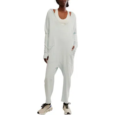 Free People Fp Movement Hot Shot Long Sleeve Stretch Cotton Jumpsuit In Arctic Snow