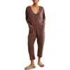 Free People Fp Movement Hot Shot Long Sleeve Stretch Cotton Jumpsuit In Dark Espresso