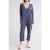 Free People Fp Movement Hot Shot Long Sleeve Stretch Cotton Jumpsuit In Midnight Navy