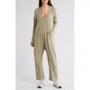 Free People Fp Movement Hot Shot Long Sleeve Stretch Cotton Jumpsuit In Sage Stone