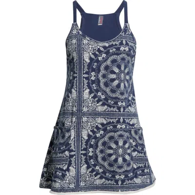 Free People Fp Movement Hot Shot Print Stretch Cotton Tank Minidress In Blue