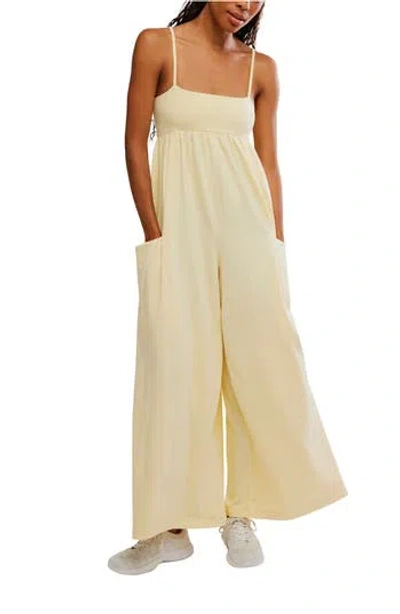 Free People Fp Movement Hot Shot Strappy Stretch Cotton Jumpsuit In Neutral