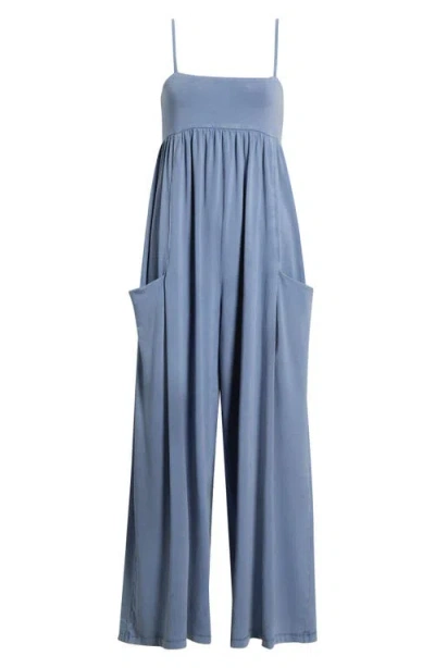 Free People Fp Movement Hot Shot Strappy Stretch Cotton Jumpsuit In Blue
