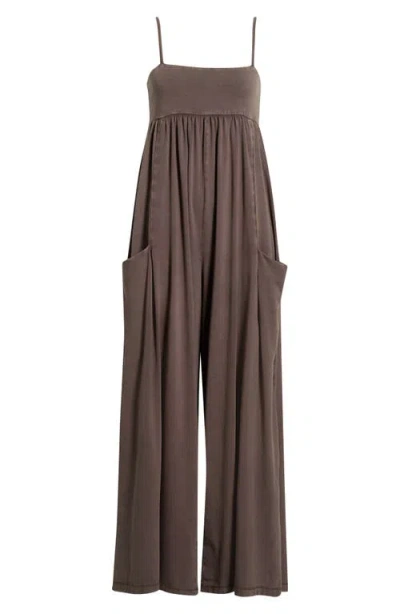 Free People Fp Movement Hot Shot Strappy Stretch Cotton Jumpsuit In Brown
