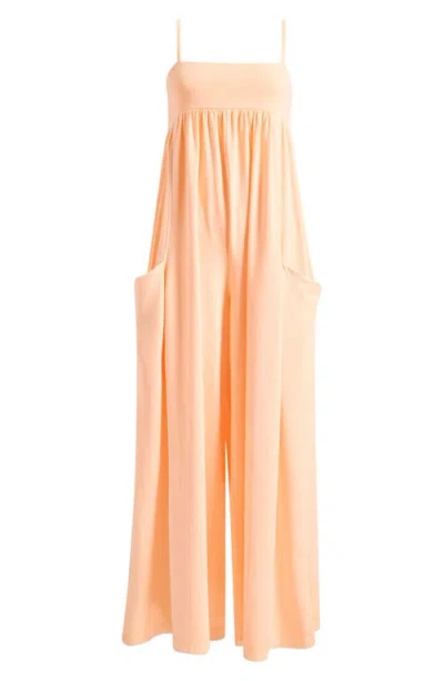Free People Fp Movement Hot Shot Strappy Stretch Cotton Jumpsuit In Neutral