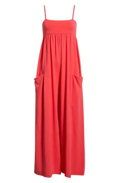 Free People Fp Movement Hot Shot Strappy Stretch Cotton Jumpsuit In Pink