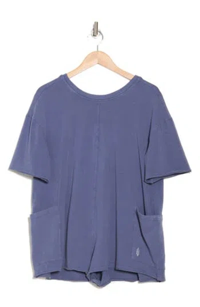 Free People Fp Movement Hot Shot T-shirt Romper In Indigo Blue