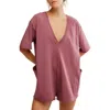 Free People Hot Shot Tee Romper Coddy In Clove In Pink
