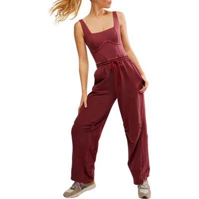 Free People Fp Movement Inbound Stretch Cotton Jumpsuit In Red