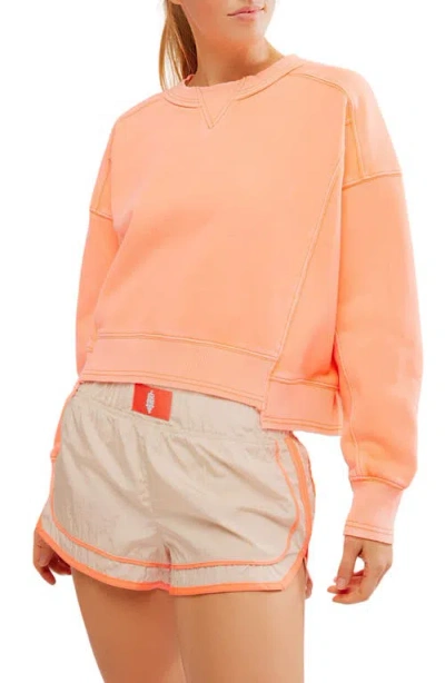 Free People Fp Movement Intercept Cotton Blend Sweatshirt In Neon Coral