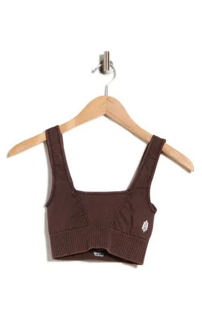 Free People Fp Movement Karma Square Neck Sports Bra In Washed Chocolate