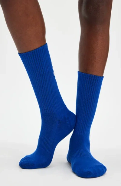 Free People Fp Movement Last Lap Logo Detail Crew Socks In Blue