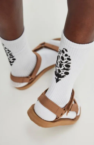 Free People Fp Movement Last Lap Logo Detail Crew Socks In White/black