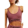 Free People Fp Movement Long Haul Logo Sports Bra In Clove