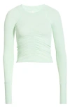 Free People Fp Movement Mile A Minute Ruched Long Sleeve Crop T-shirt In Green