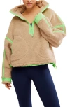 Free People Fp Movement Mountain High Fleece Half Zip Pullover In Clay Combo