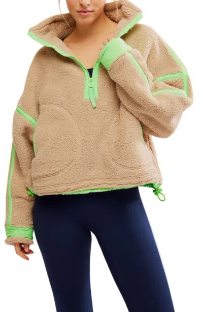 Free People Fp Movement Mountain High Fleece Half Zip Pullover In Clay Combo