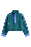 Free People Fp Movement Mountain High Fleece Half Zip Pullover In Midnight Jade Combo