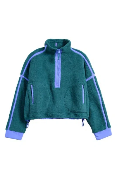 Free People Fp Movement Mountain High Fleece Half Zip Pullover In Midnight Jade Combo