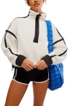 Free People Fp Movement Mountain High Fleece Half Zip Pullover In White Combo