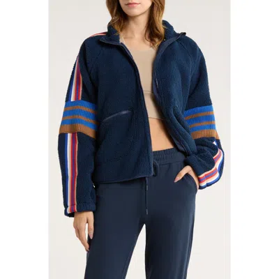 Free People Fp Movement Mountain High Fleece Jacket In Blue