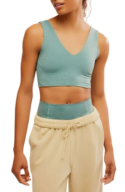 Free People Fp Movement Never Better Heather Crop Top In Green