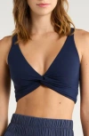 Free People Fp Movement Never Better Twist Front Sports Bra In Blue