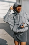 Free People Fp Movement Pick It Up Pleat Detail Hoodie In Heather Grey