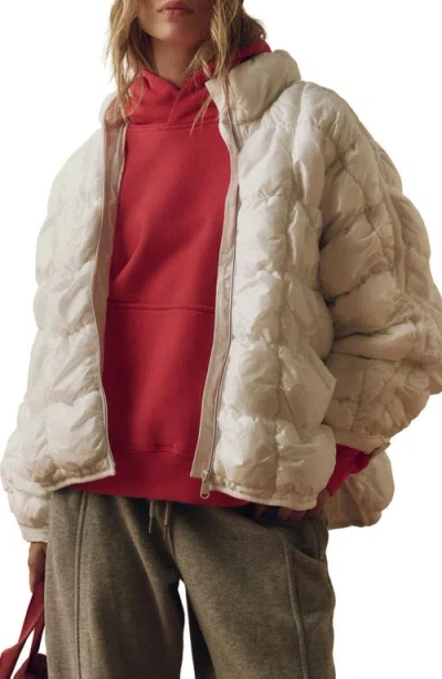 Free People Fp Movement Pippa Scrunchy Glossy Water Resistant Puffer Jacket In White