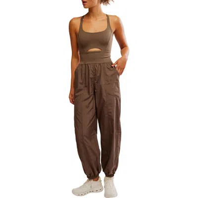 Free People Fp Movement Righteous Runsie Jumpsuit In Olive Branch
