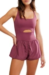 Free People Fp Movement Righteous Runsie Romper In Burgundy