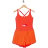 Free People Righteous Runsie Short Romper In Cactus In Orange
