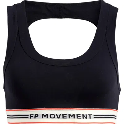 Free People Fp Movement Ringer Logo Sports Bra In Black