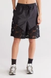 Free People Fp Movement Roster Tie Waist Lace Trim Shorts In Black