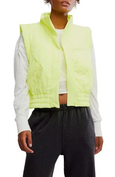 Free People Fp Movement Scrunch Time Puffer Vest In Highlighter