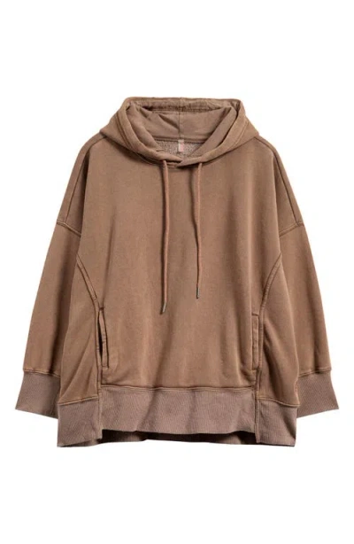 Free People Fp Movement Sprint To The Finish Oversize Cotton Blend Hoodie In Hickory