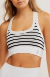 Free People Fp Movement Stripe Go To Sports Bra In White Combo