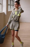 Free People Fp Movement World Tour Pullover & Shorts Set In Sage Stone Combo