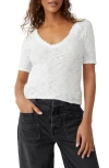 Free People Francis Textured T-shirt In Ivory