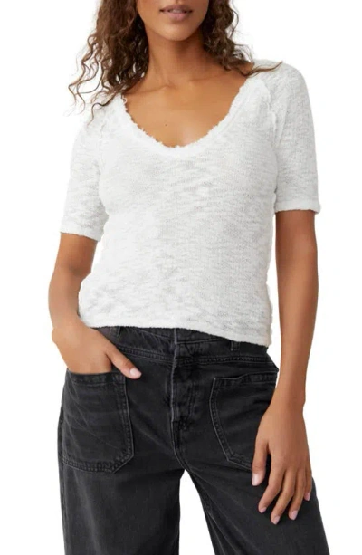 Free People Francis Textured T-shirt In Ivory